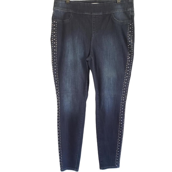 Lane Bryant Pull-On Stretchy Highrise Studded Jeans Sz 20 - Picture 1 of 9